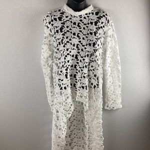 PrettyGarden White long sleeve crochet cut out top size small.